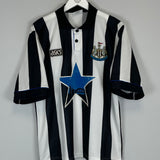 Shop 1993/95 NEWCASTLE UNITED HOME SHIRT (L) ASICS, classic football shirts, vintage football shirts & retro soccer jerseys at Cult Kits