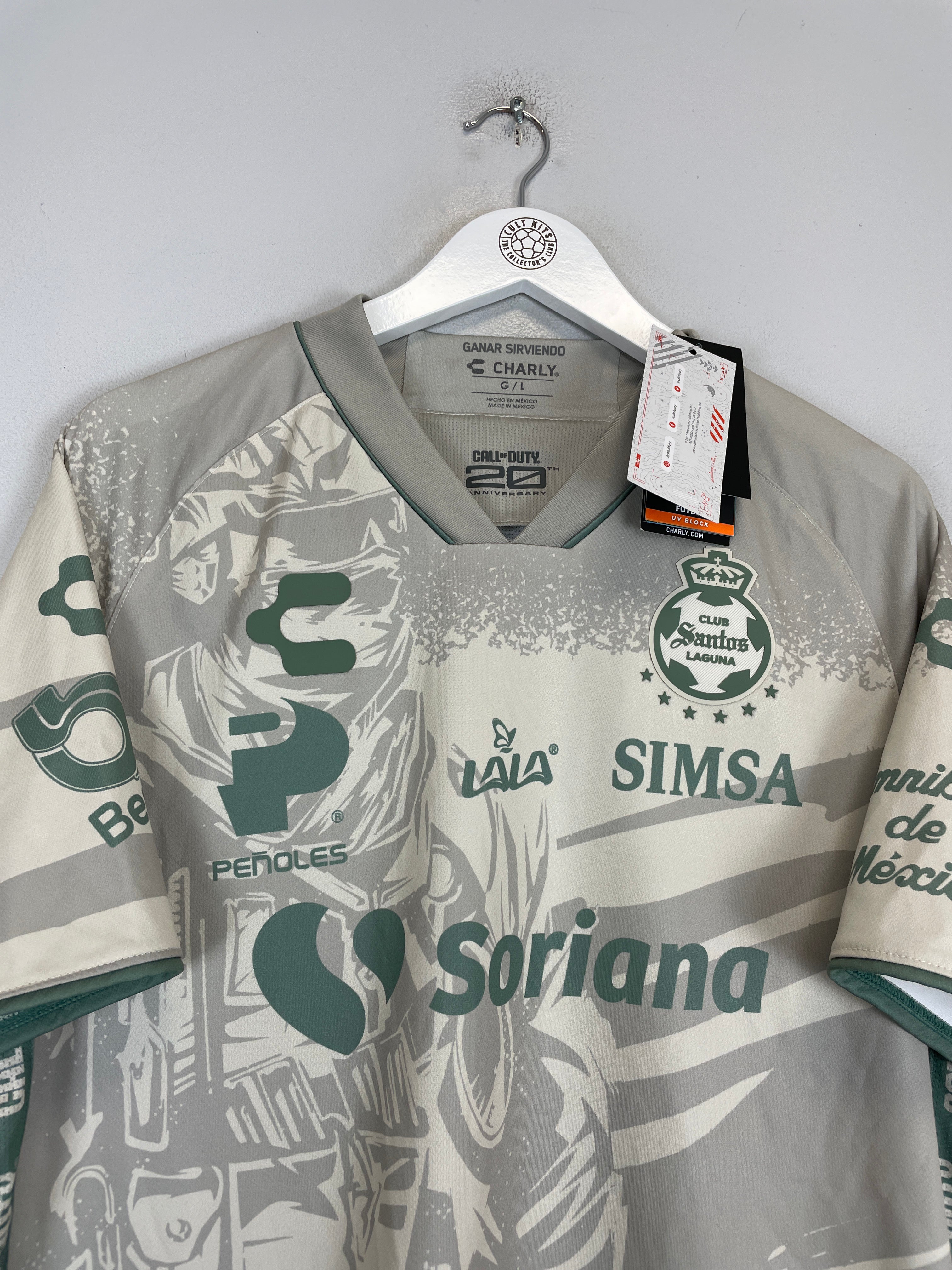 Shop 2023/24 SANTOS LAGUNA X CALL OF DUTY *BNWT* SIGNED SHIRT (L) CHARLY, classic football shirts, vintage football shirts & retro soccer jerseys at Cult Kits
