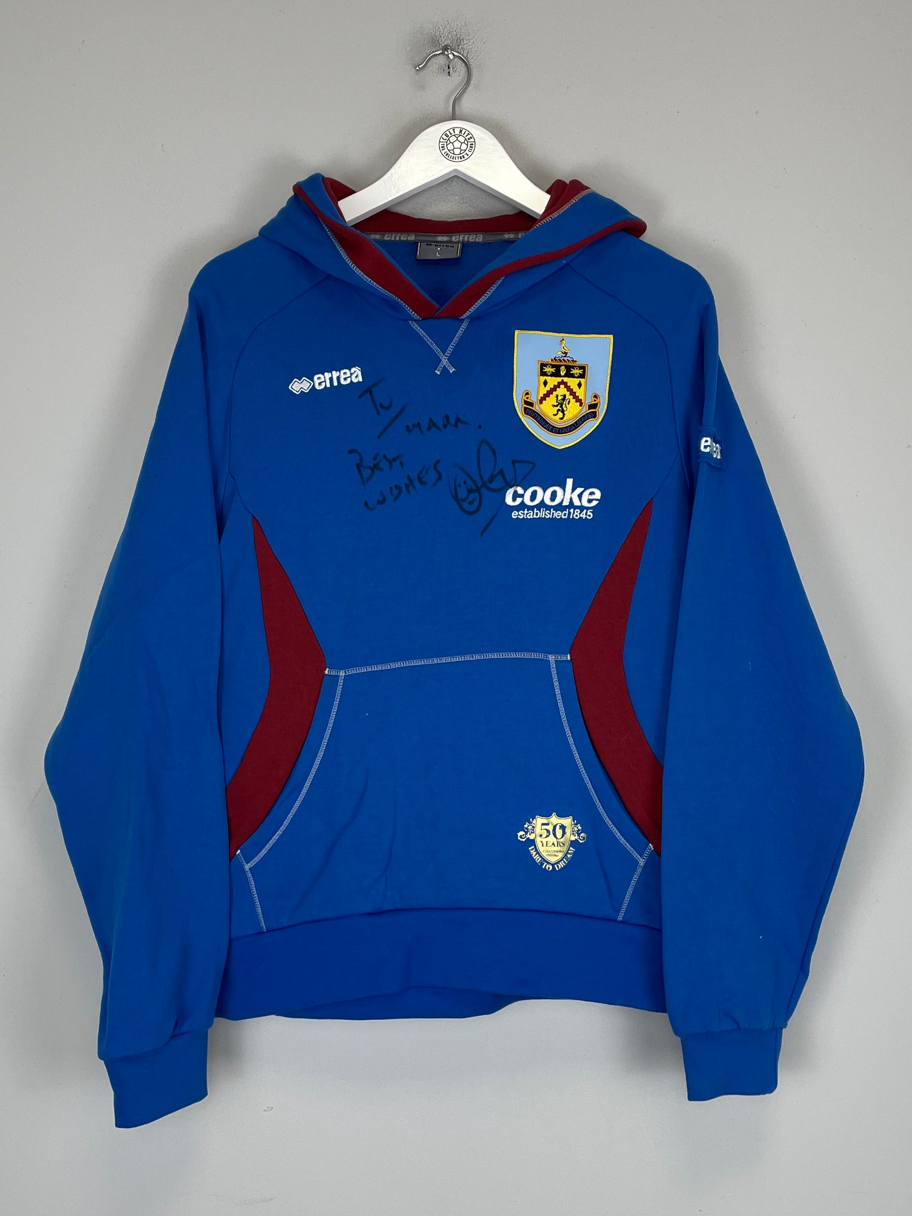 Shop 2009/10 BURNLEY *OWEN COYLE SIGNED* HOODIE (L) ERREA, classic football shirts, vintage football shirts & retro soccer jerseys at Cult Kits