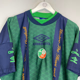 Shop 1995 IRELAND TRAINING SHIRT (XL) UMBRO, classic football shirts, vintage football shirts & retro soccer jerseys at Cult Kits