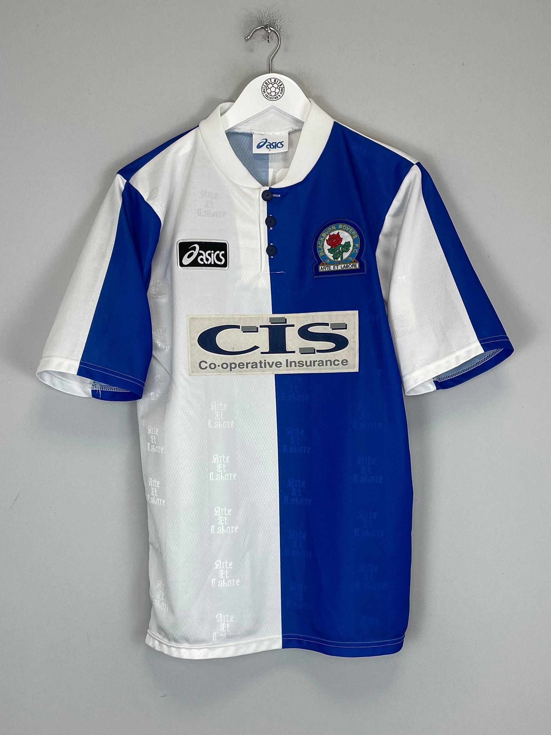 Shop 1996/98 BLACKBURN ROVERS SHERWOOD #4 HOME SHIRT (S) ASICS, classic football shirts, vintage football shirts & retro soccer jerseys at Cult Kits