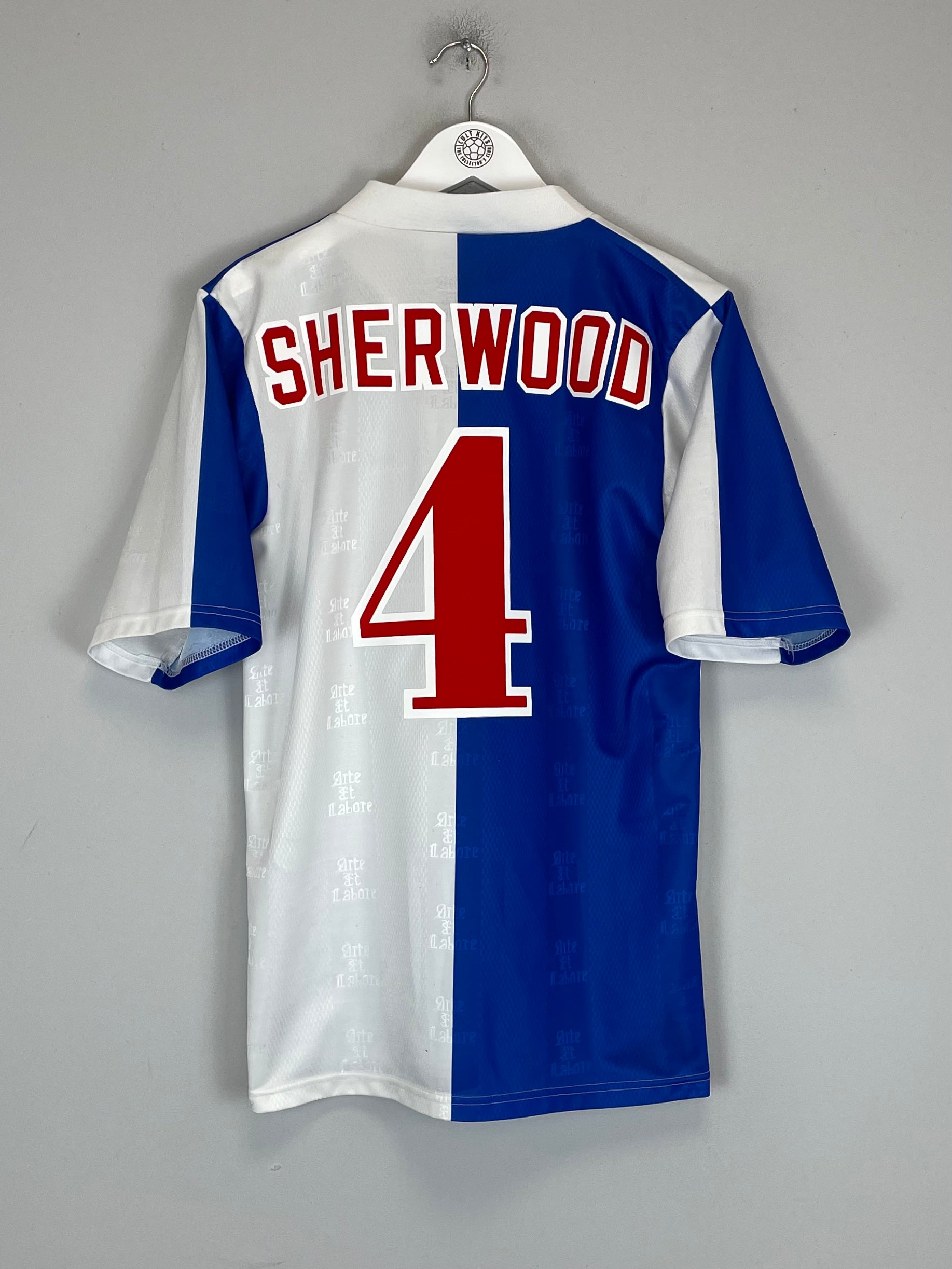 Shop 1996/98 BLACKBURN ROVERS SHERWOOD #4 HOME SHIRT (S) ASICS, classic football shirts, vintage football shirts & retro soccer jerseys at Cult Kits