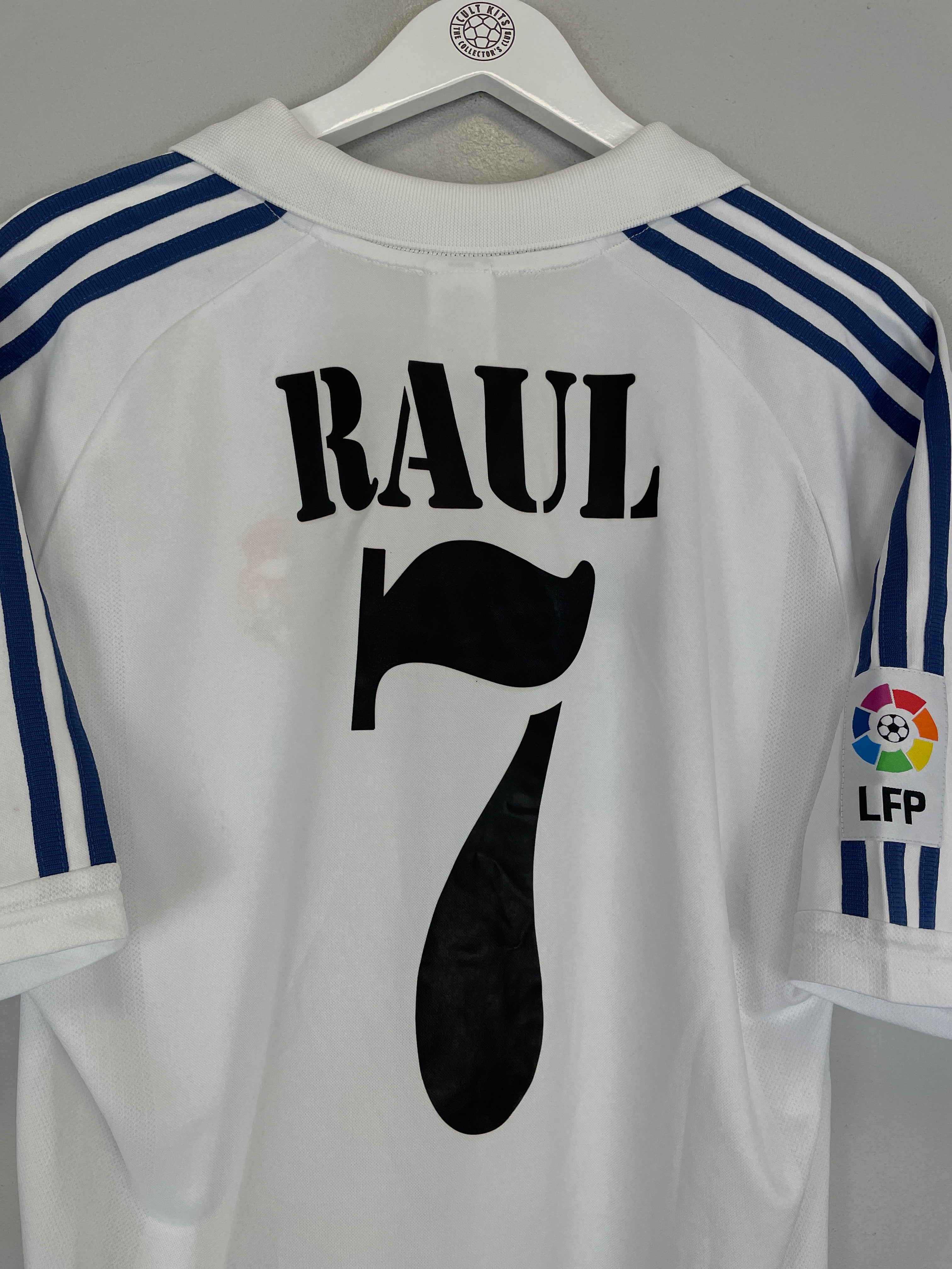 Shop 2001/02 REAL MADRID RAUL #7 HOME SHIRT (M) ADIDAS, classic football shirts, vintage football shirts & retro soccer jerseys at Cult Kits