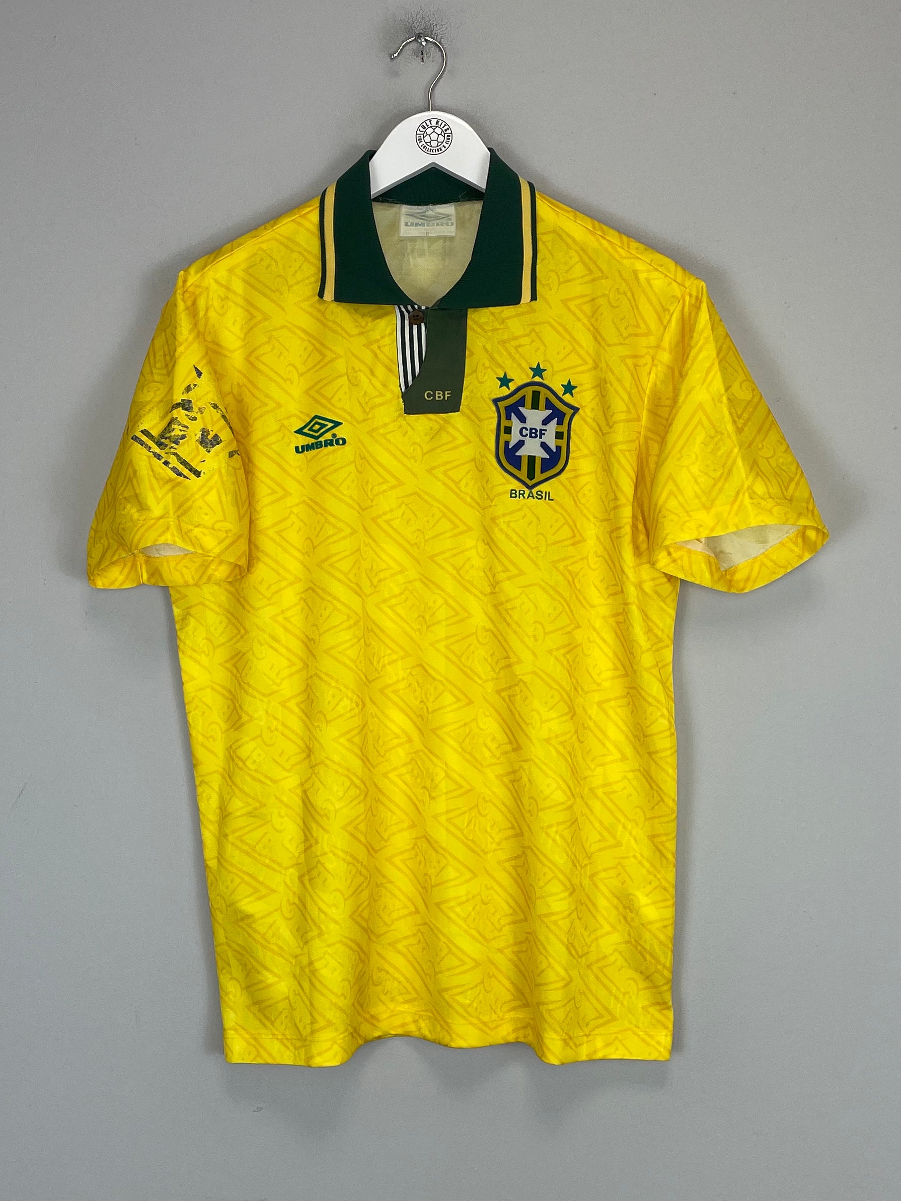 Shop 1991/93 BRAZIL HOME SHIRT (L) UMBRO, classic football shirts, vintage football shirts & retro soccer jerseys at Cult Kits