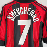 Shop 1998/99 AC MILAN SHEVCHENKO #7 HOME SHIRT (M) ADIDAS, classic football shirts, vintage football shirts & retro soccer jerseys at Cult Kits