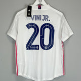 Shop 2020/21 REAL MADRID VINI JR #20 *BNWT* HOME SHIRT (WOMENS L) ADIDAS, classic football shirts, vintage football shirts & retro soccer jerseys at Cult Kits