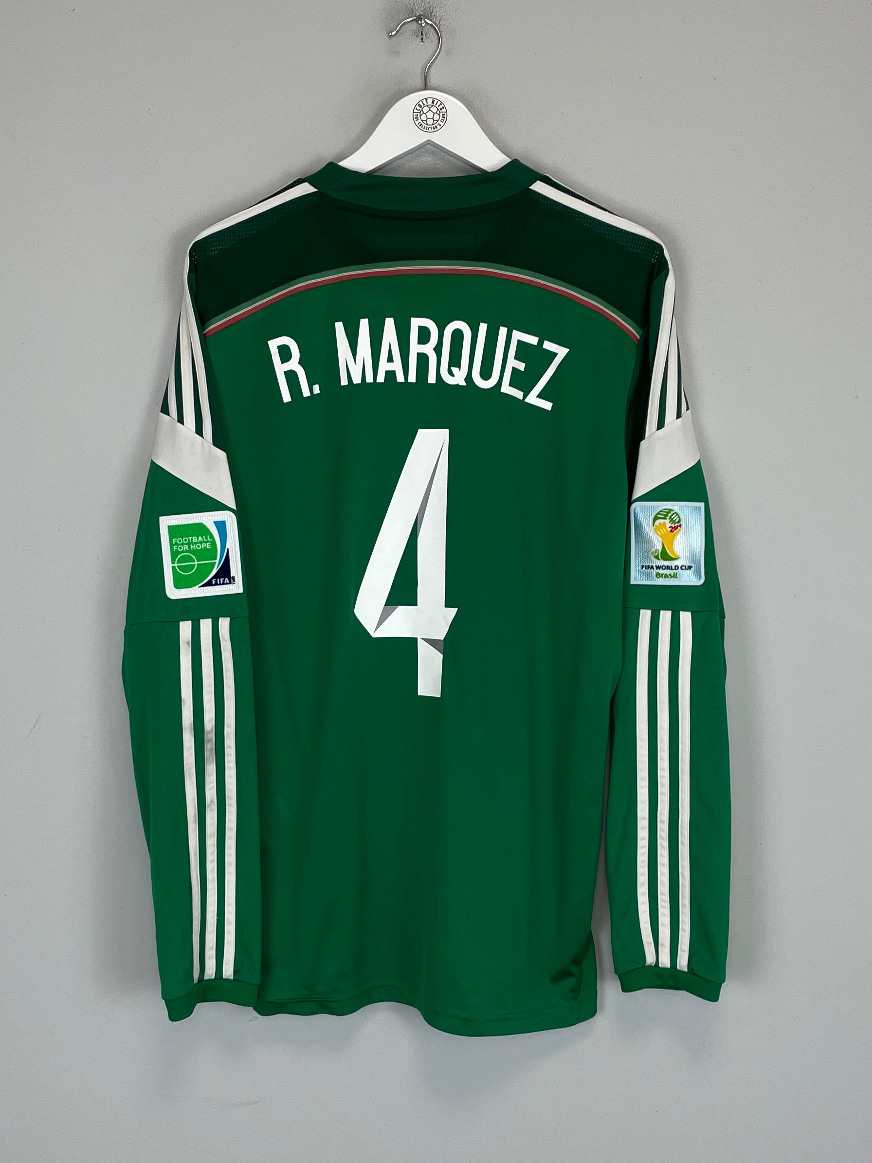 Shop 2014/15 MEXICO R.MARQUEZ #4 L/S HOME SHIRT (L) ADIDAS, classic football shirts, vintage football shirts & retro soccer jerseys at Cult Kits