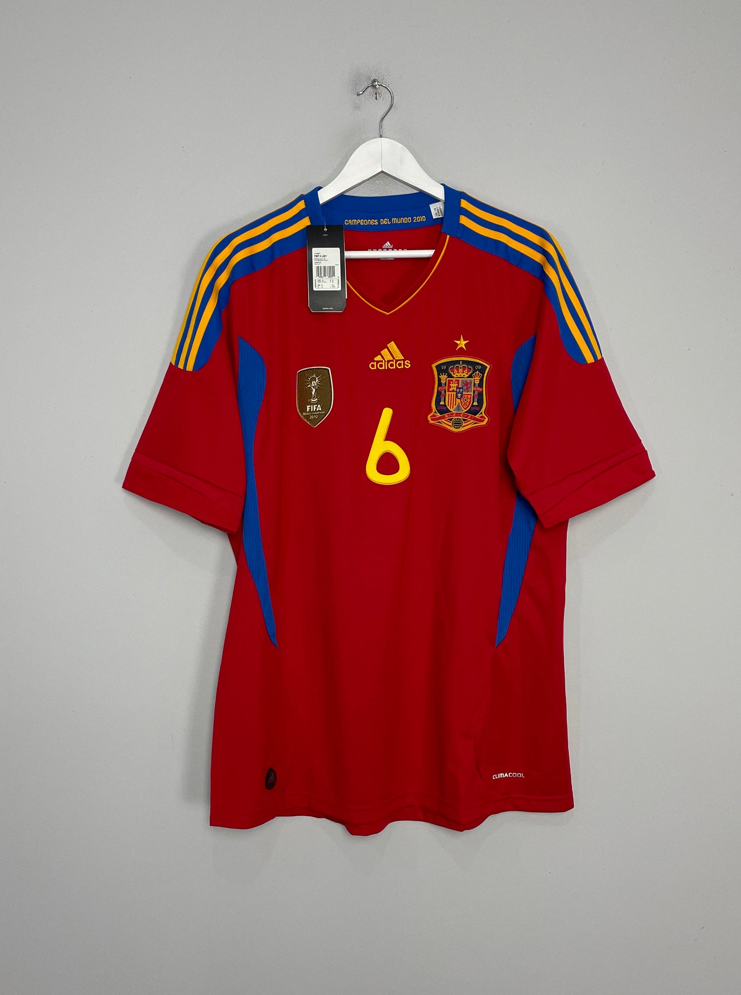 2010/11 SPAIN INIESTA #6 *BNWT* HOME SHIRT (XL) ADIDAS