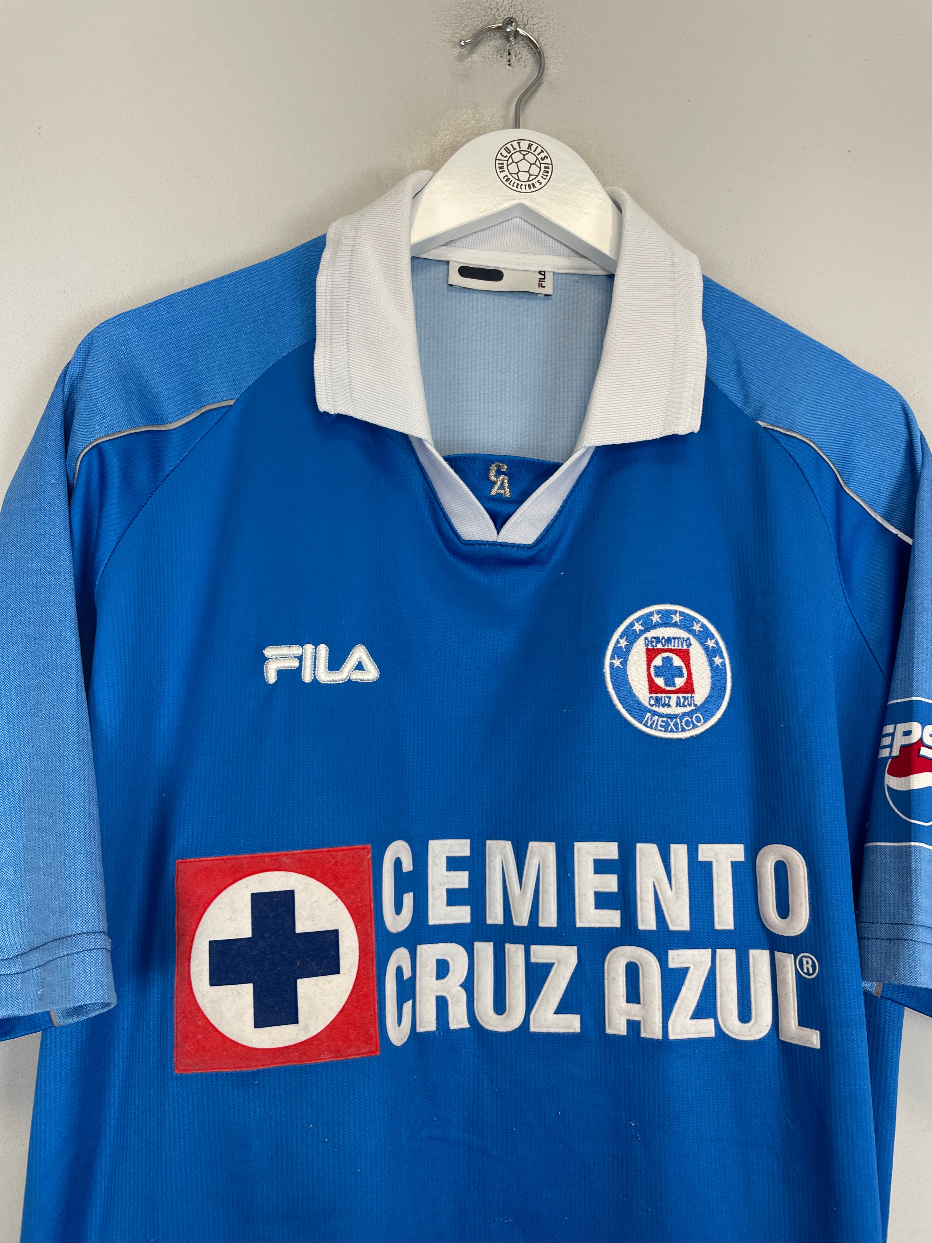 Shop 2001/02 CRUZ AZUL HOME SHIRT (L) FILA, classic football shirts, vintage football shirts & retro soccer jerseys at Cult Kits