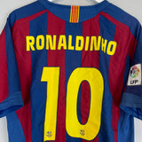 Shop 2005/06 BARCELONA RONALDINHO #10 HOME SHIRT (L) NIKE, classic football shirts, vintage football shirts & retro soccer jerseys at Cult Kits