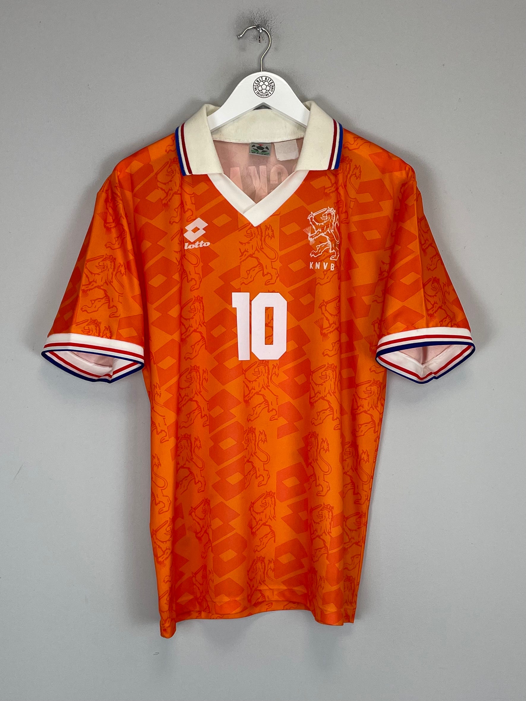 Shop 1994 NETHERLANDS BERGKAMP #10 HOME SHIRT (L) LOTTO, classic football shirts, vintage football shirts & retro soccer jerseys at Cult Kits