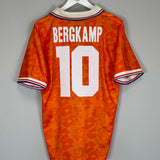 Shop 1994 NETHERLANDS BERGKAMP #10 HOME SHIRT (L) LOTTO, classic football shirts, vintage football shirts & retro soccer jerseys at Cult Kits