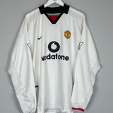 Shop 2002/03 MANCHESTER UNITED BECKHAM #7 L/S AWAY SHIRT (L) NIKE, classic football shirts, vintage football shirts & retro soccer jerseys at Cult Kits