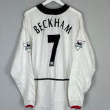 Shop 2002/03 MANCHESTER UNITED BECKHAM #7 L/S AWAY SHIRT (L) NIKE, classic football shirts, vintage football shirts & retro soccer jerseys at Cult Kits