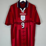 Shop 1997/99 ENGLAND SHEARER #9 AWAY SHIRT (L) UMBRO, classic football shirts, vintage football shirts & retro soccer jerseys at Cult Kits