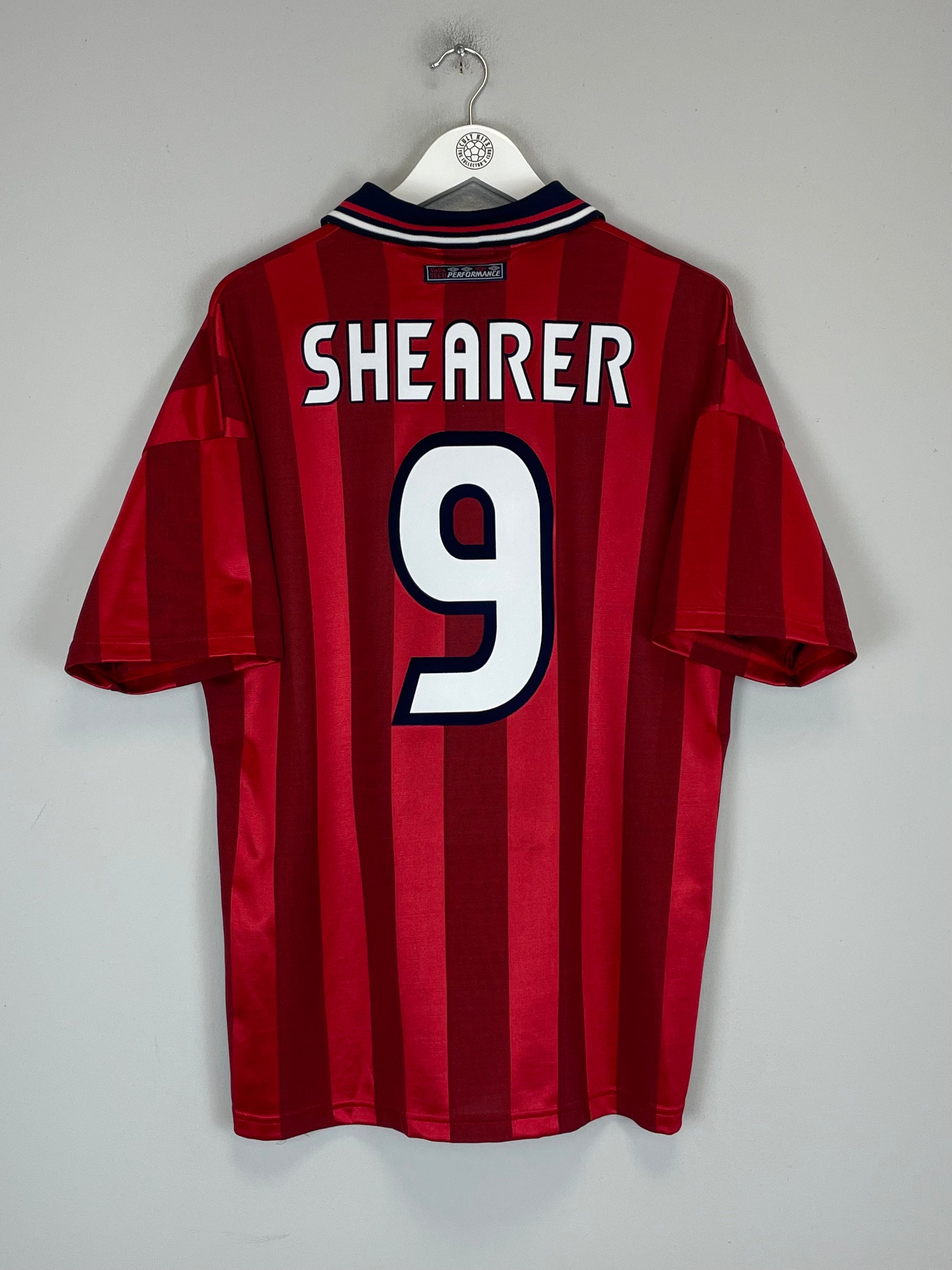 Shop 1997/99 ENGLAND SHEARER #9 AWAY SHIRT (L) UMBRO, classic football shirts, vintage football shirts & retro soccer jerseys at Cult Kits