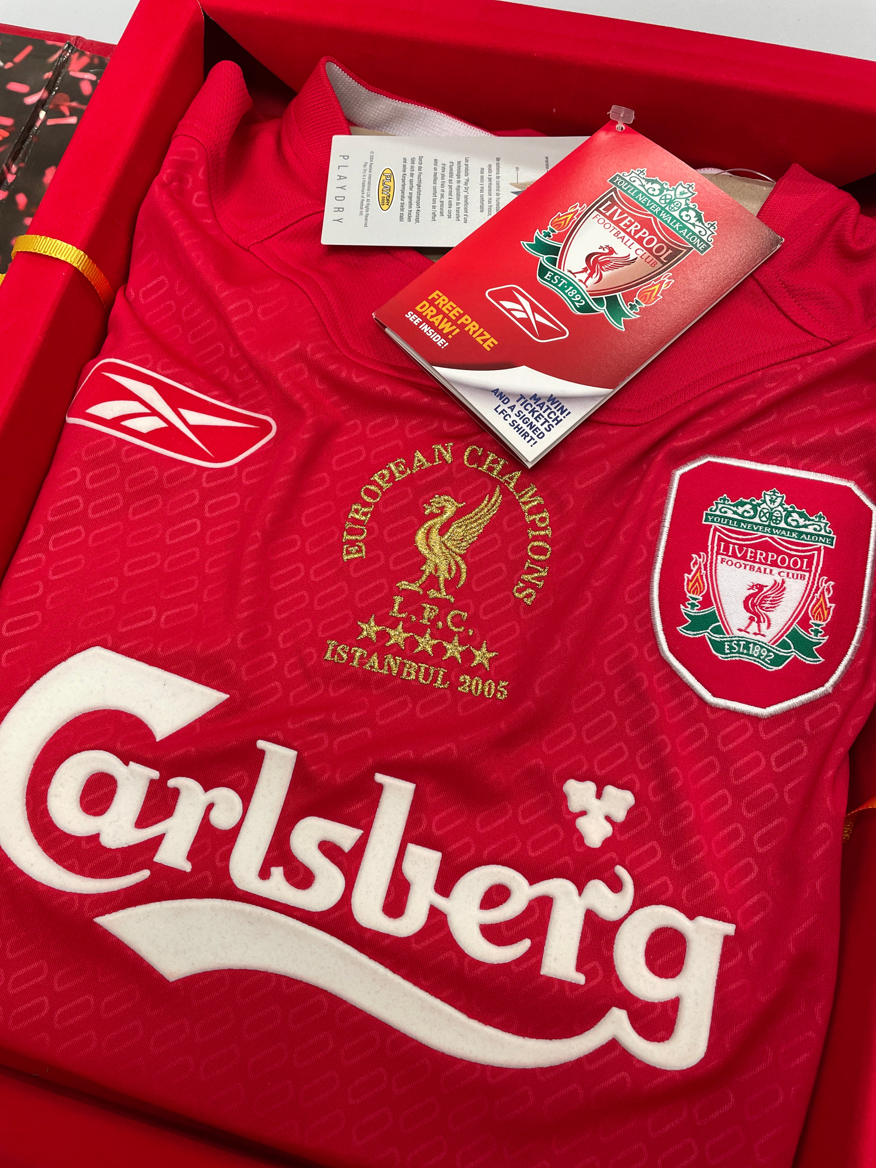 Shop 2005 LIVERPOOL C/L FINAL EDITION *BOXED* HOME SHIRT (M) REEBOK ISTANBUL, classic football shirts, vintage football shirts & retro soccer jerseys at Cult Kits