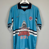 Shop 1998/99 JAWS X JAPANESE MOVIE MASHUP SHIRT (XL) NIKE, classic football shirts, vintage football shirts & retro soccer jerseys at Cult Kits