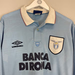 Shop 1993/95 LAZIO #10 L/S HOME SHIRT (L) UMBRO, classic football shirts, vintage football shirts & retro soccer jerseys at Cult Kits
