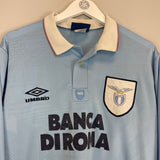Shop 1993/95 LAZIO #10 L/S HOME SHIRT (L) UMBRO, classic football shirts, vintage football shirts & retro soccer jerseys at Cult Kits