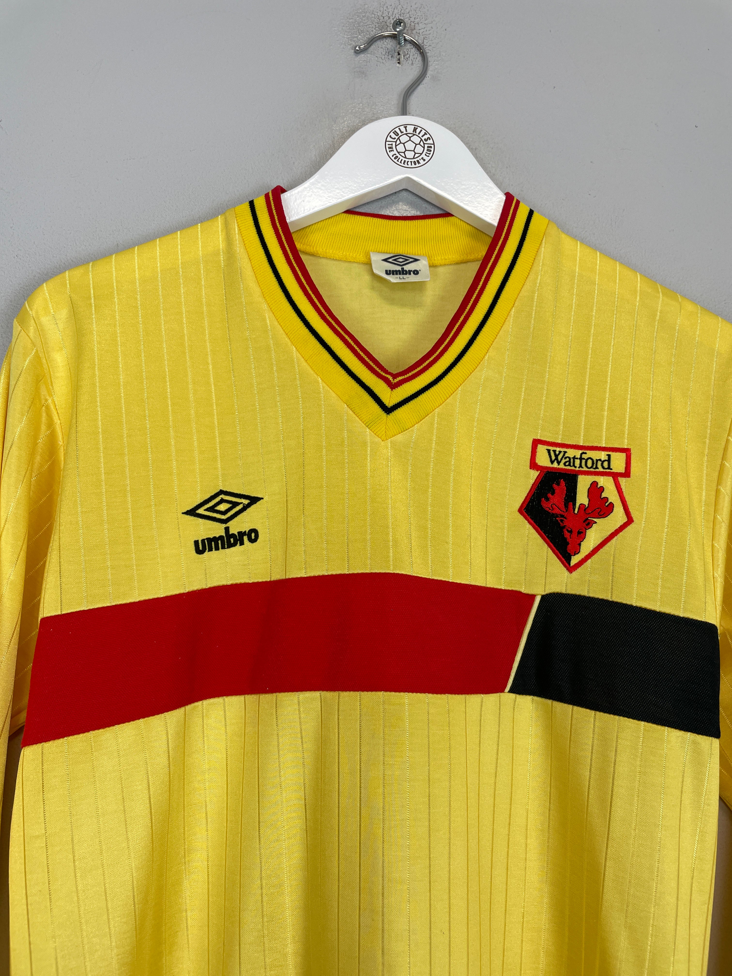 Shop 1986/88 WATFORD HOME SHIRT (L) UMBRO, classic football shirts, vintage football shirts & retro soccer jerseys at Cult Kits