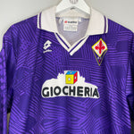 Shop 1991/92 FIORENTINA #5 L/S HOME SHIRT (L) LOTTO, classic football shirts, vintage football shirts & retro soccer jerseys at Cult Kits