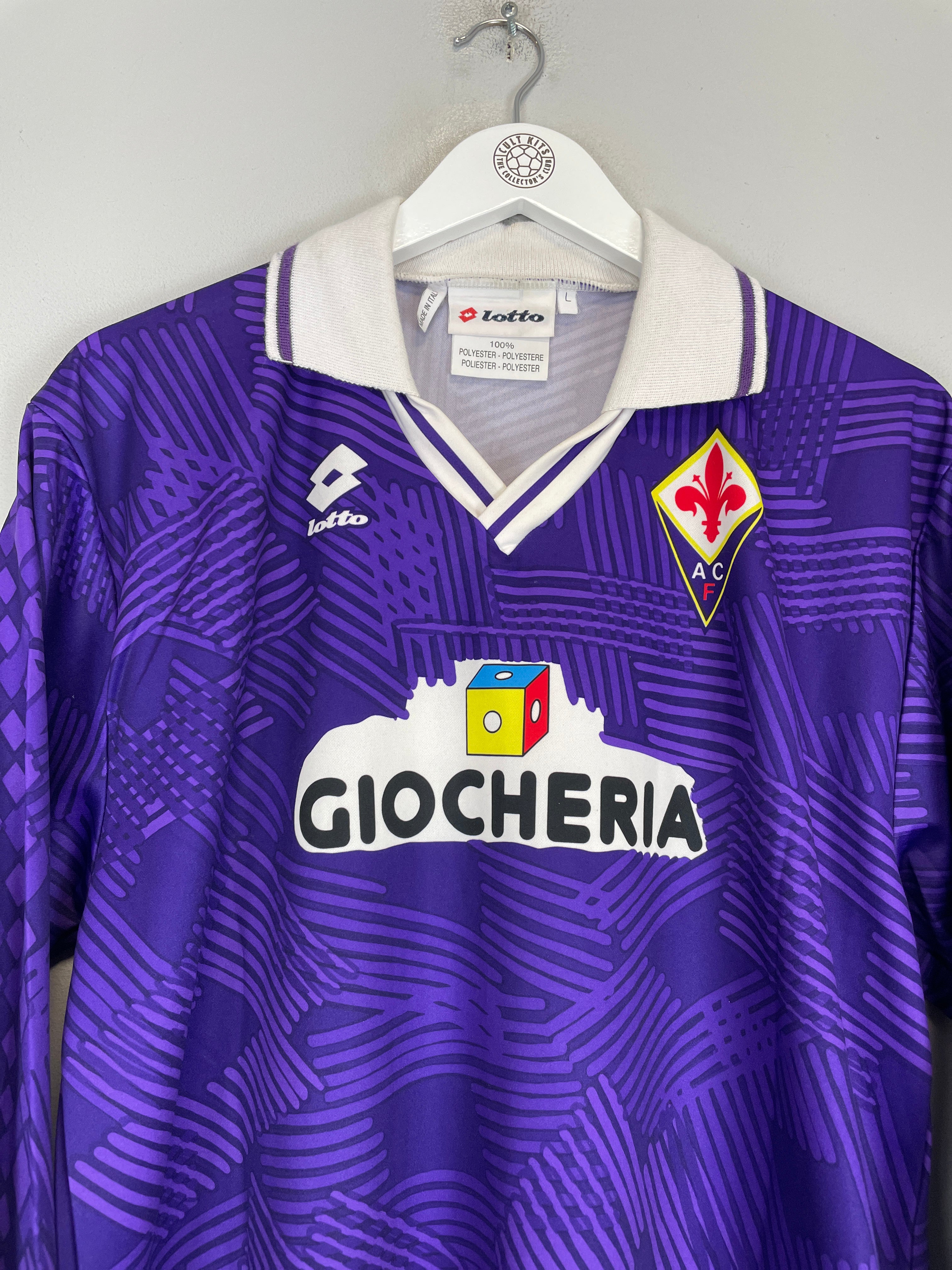 Shop 1991/92 FIORENTINA #5 L/S HOME SHIRT (L) LOTTO, classic football shirts, vintage football shirts & retro soccer jerseys at Cult Kits