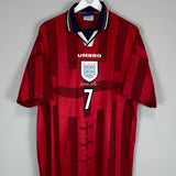 Shop 1997/99 ENGLAND BECKHAM #7 AWAY SHIRT (XL) UMBRO, classic football shirts, vintage football shirts & retro soccer jerseys at Cult Kits