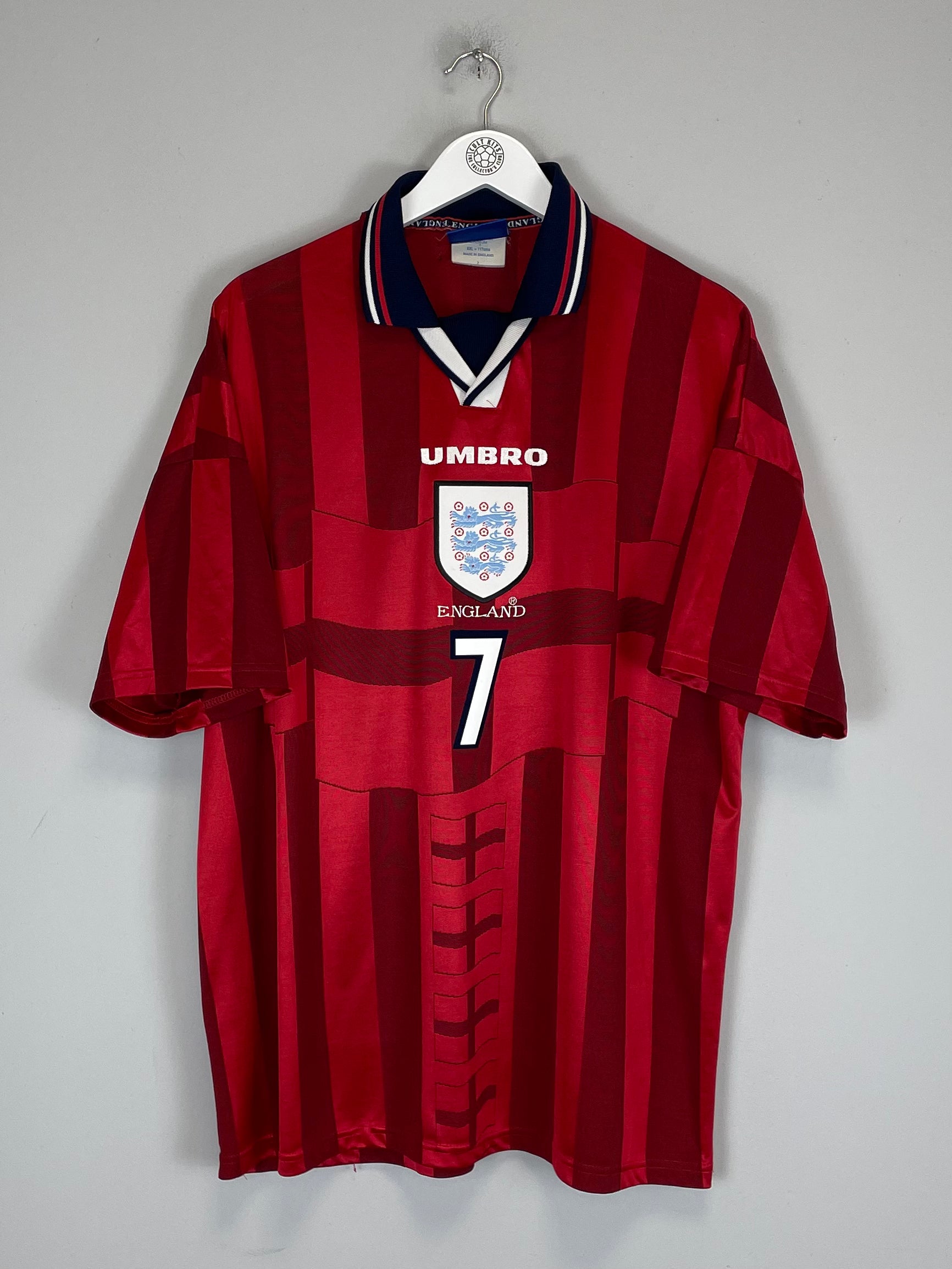Shop 1997/99 ENGLAND BECKHAM #7 AWAY SHIRT (XL) UMBRO, classic football shirts, vintage football shirts & retro soccer jerseys at Cult Kits
