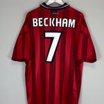 Shop 1997/99 ENGLAND BECKHAM #7 AWAY SHIRT (XL) UMBRO, classic football shirts, vintage football shirts & retro soccer jerseys at Cult Kits