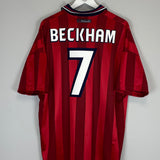 Shop 1997/99 ENGLAND BECKHAM #7 AWAY SHIRT (XL) UMBRO, classic football shirts, vintage football shirts & retro soccer jerseys at Cult Kits