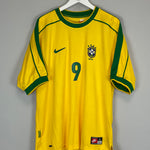 Shop 1998/00 BRAZIL RONALDO #9 HOME SHIRT (L) NIKE, classic football shirts, vintage football shirts & retro soccer jerseys at Cult Kits