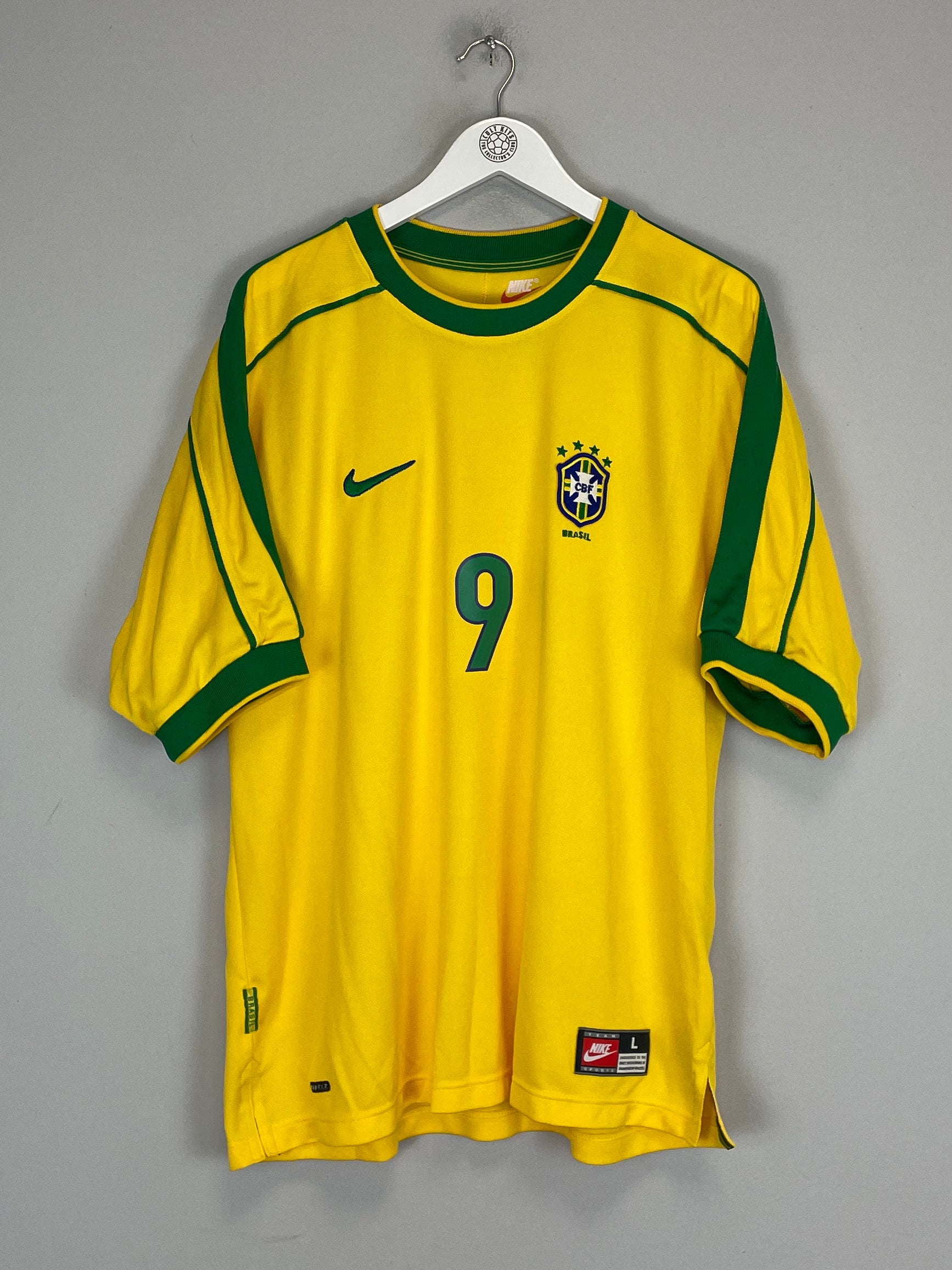 Shop 1998/00 BRAZIL RONALDO #9 HOME SHIRT (L) NIKE, classic football shirts, vintage football shirts & retro soccer jerseys at Cult Kits