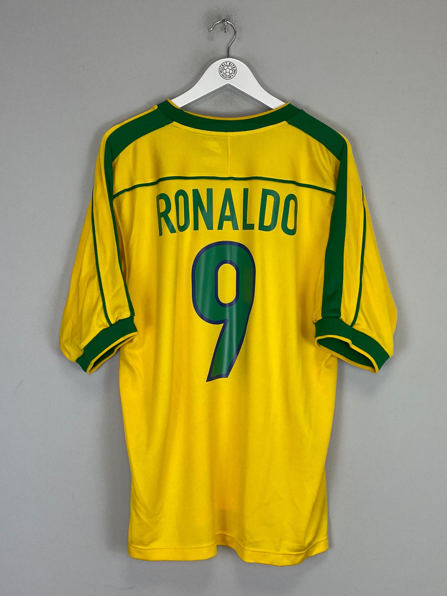 Shop 1998/00 BRAZIL RONALDO #9 HOME SHIRT (L) NIKE, classic football shirts, vintage football shirts & retro soccer jerseys at Cult Kits