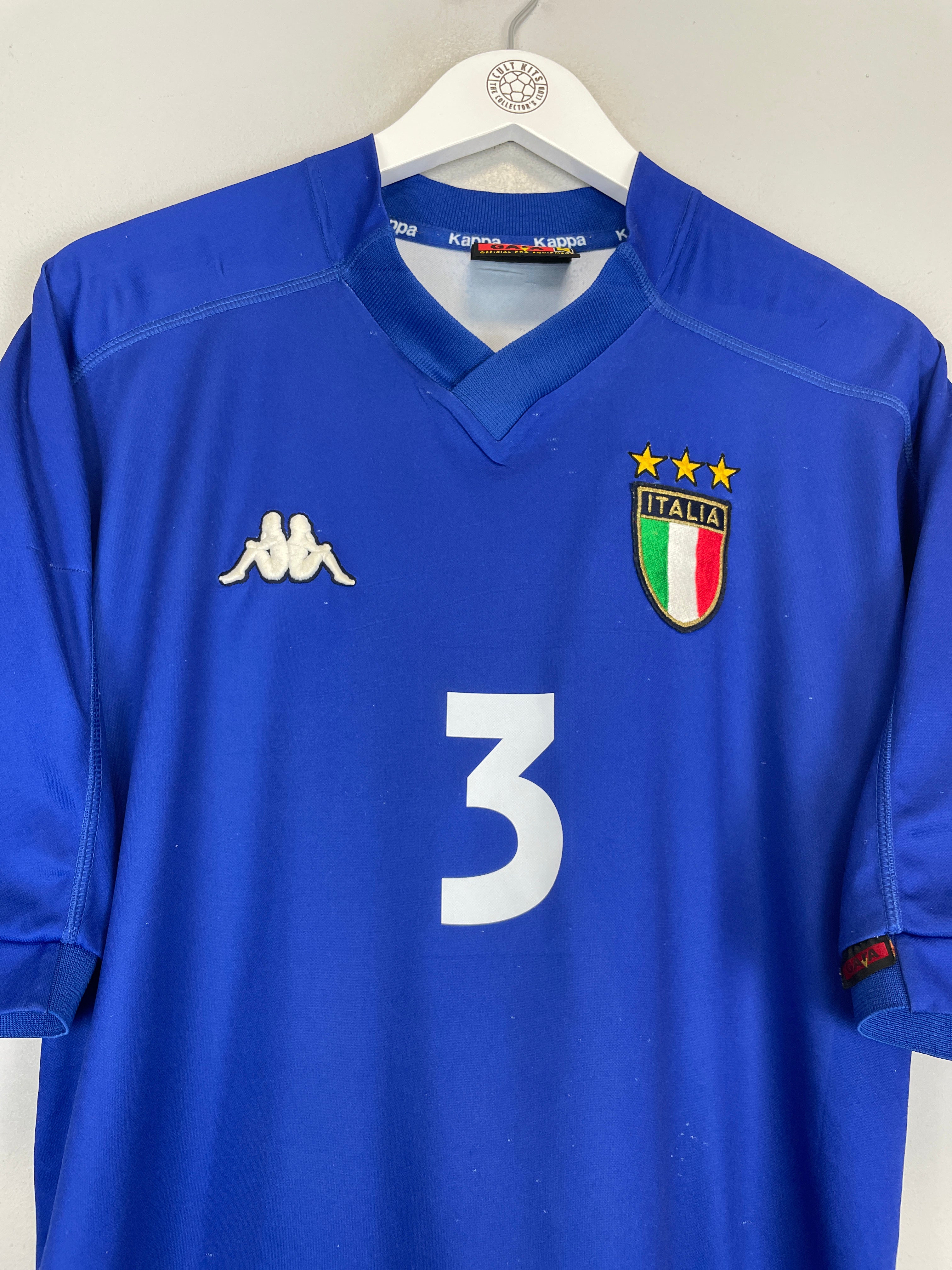 Shop 1998/99 ITALY MALDINI #3 HOME SHIRT (XXL) KAPPA, classic football shirts, vintage football shirts & retro soccer jerseys at Cult Kits