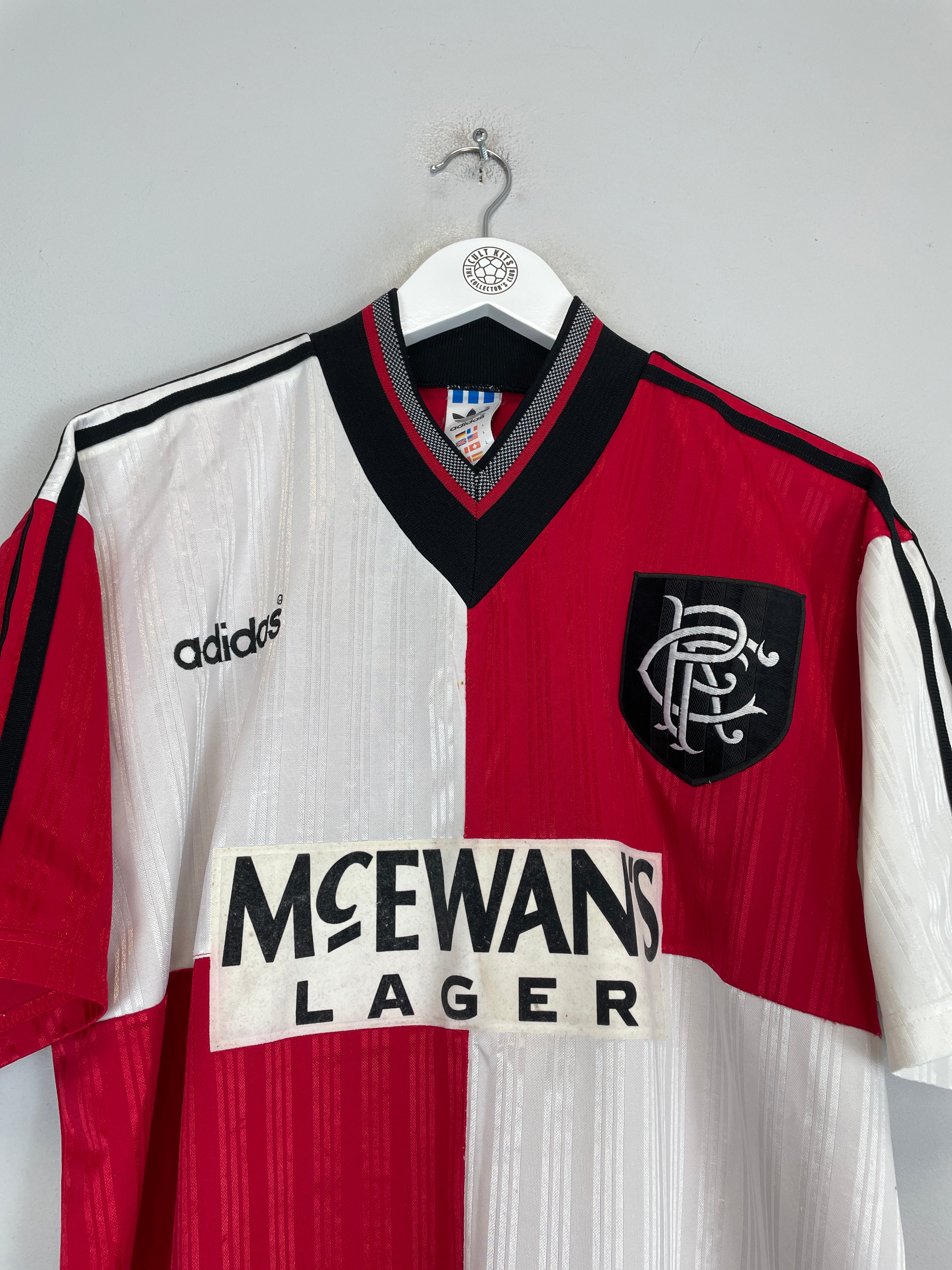 Shop 1995/96 RANGERS AWAY SHIRT (L) ADIDAS, classic football shirts, vintage football shirts & retro soccer jerseys at Cult Kits
