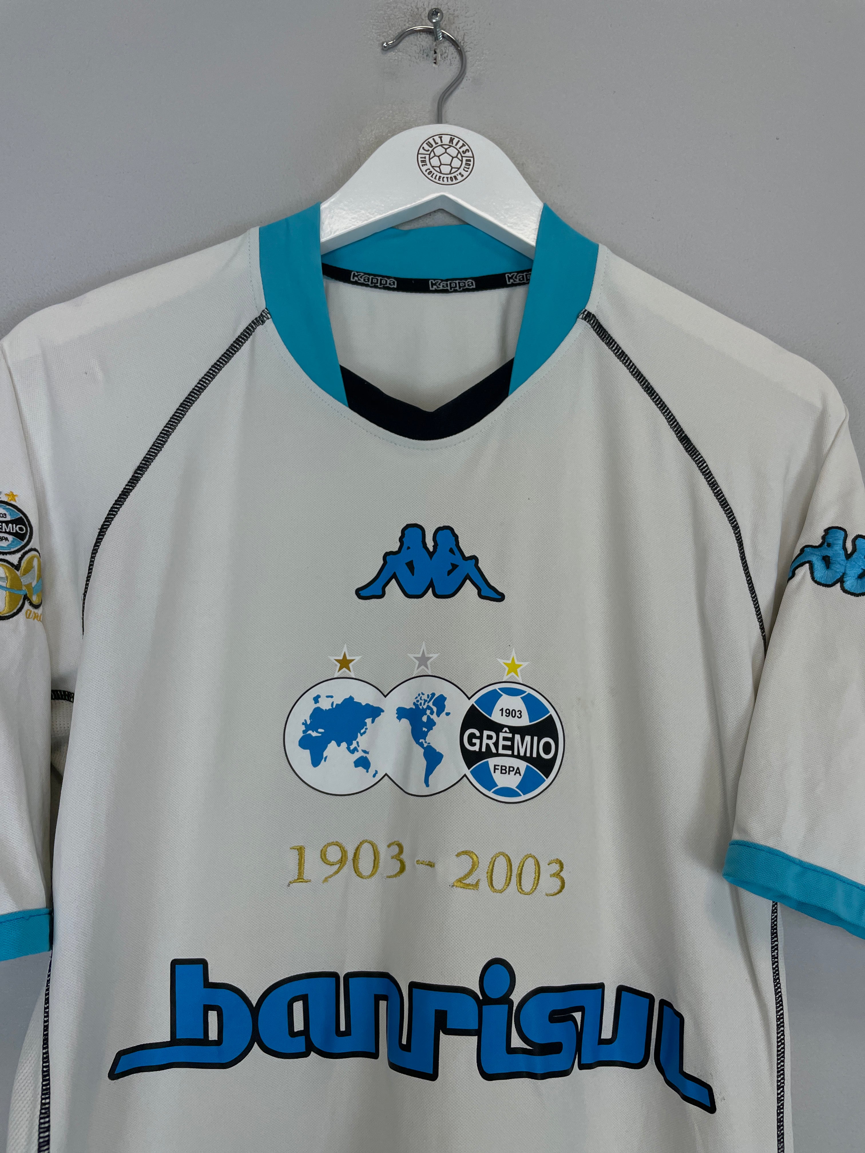 Shop 2003 GREMIO #7 *CENTENARY* AWAY SHIRT (M) KAPPA, classic football shirts, vintage football shirts & retro soccer jerseys at Cult Kits