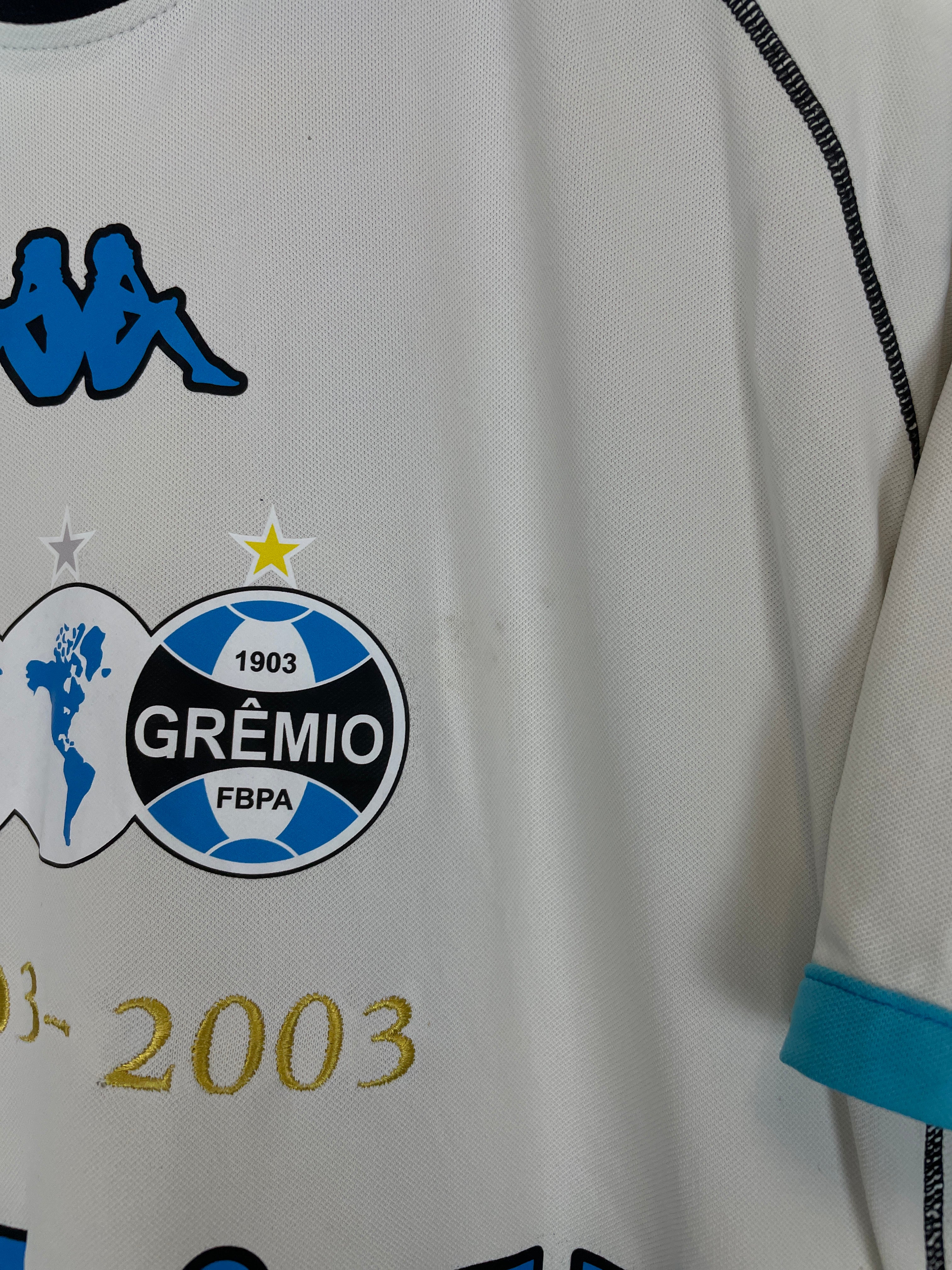 Shop 2003 GREMIO #7 *CENTENARY* AWAY SHIRT (M) KAPPA, classic football shirts, vintage football shirts & retro soccer jerseys at Cult Kits