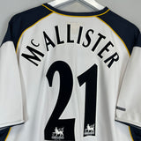 Shop 2001/02 LIVERPOOL MCALLISTER #21 AWAY SHIRT (XL) REEBOK, classic football shirts, vintage football shirts & retro soccer jerseys at Cult Kits