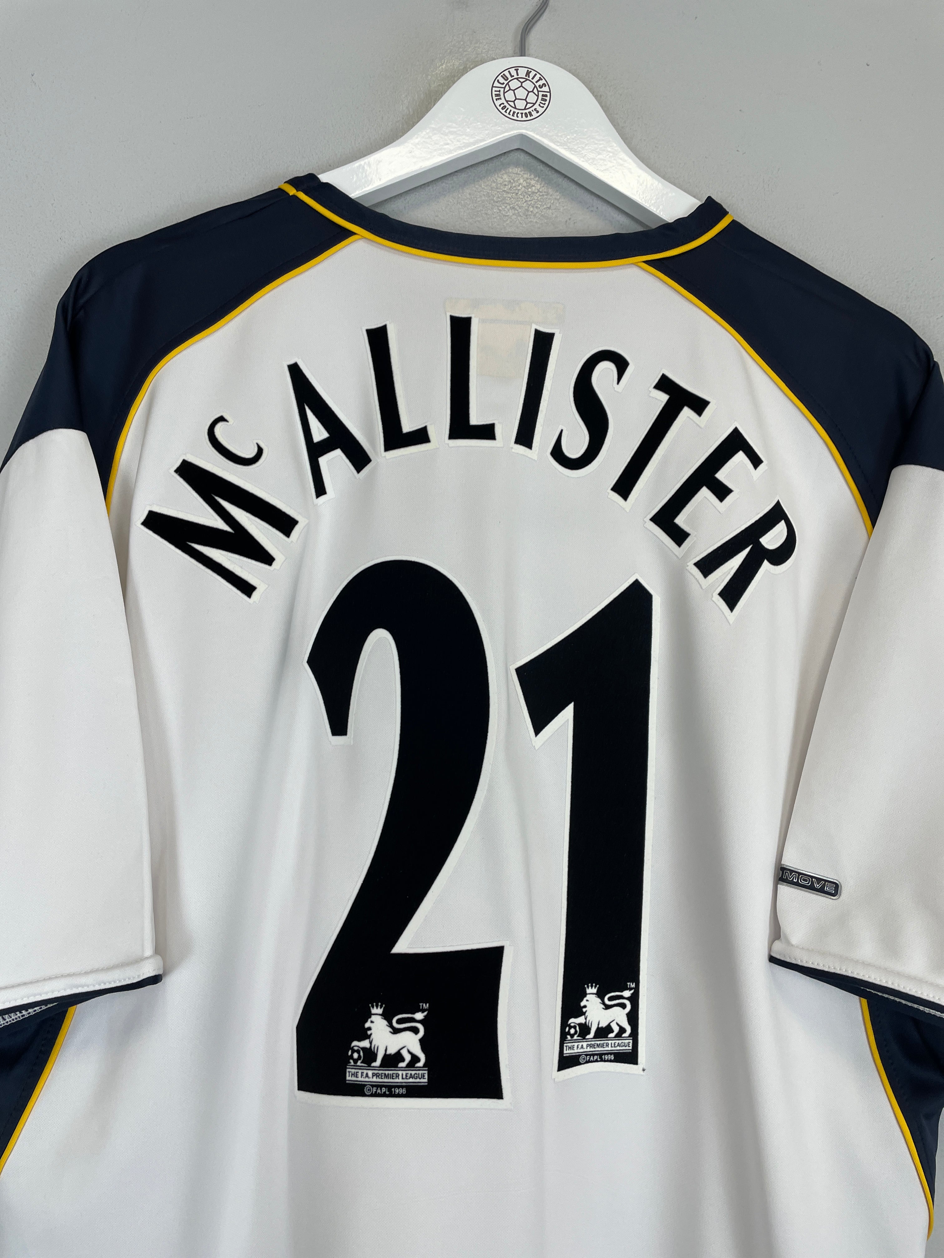 Shop 2001/02 LIVERPOOL MCALLISTER #21 AWAY SHIRT (XL) REEBOK, classic football shirts, vintage football shirts & retro soccer jerseys at Cult Kits
