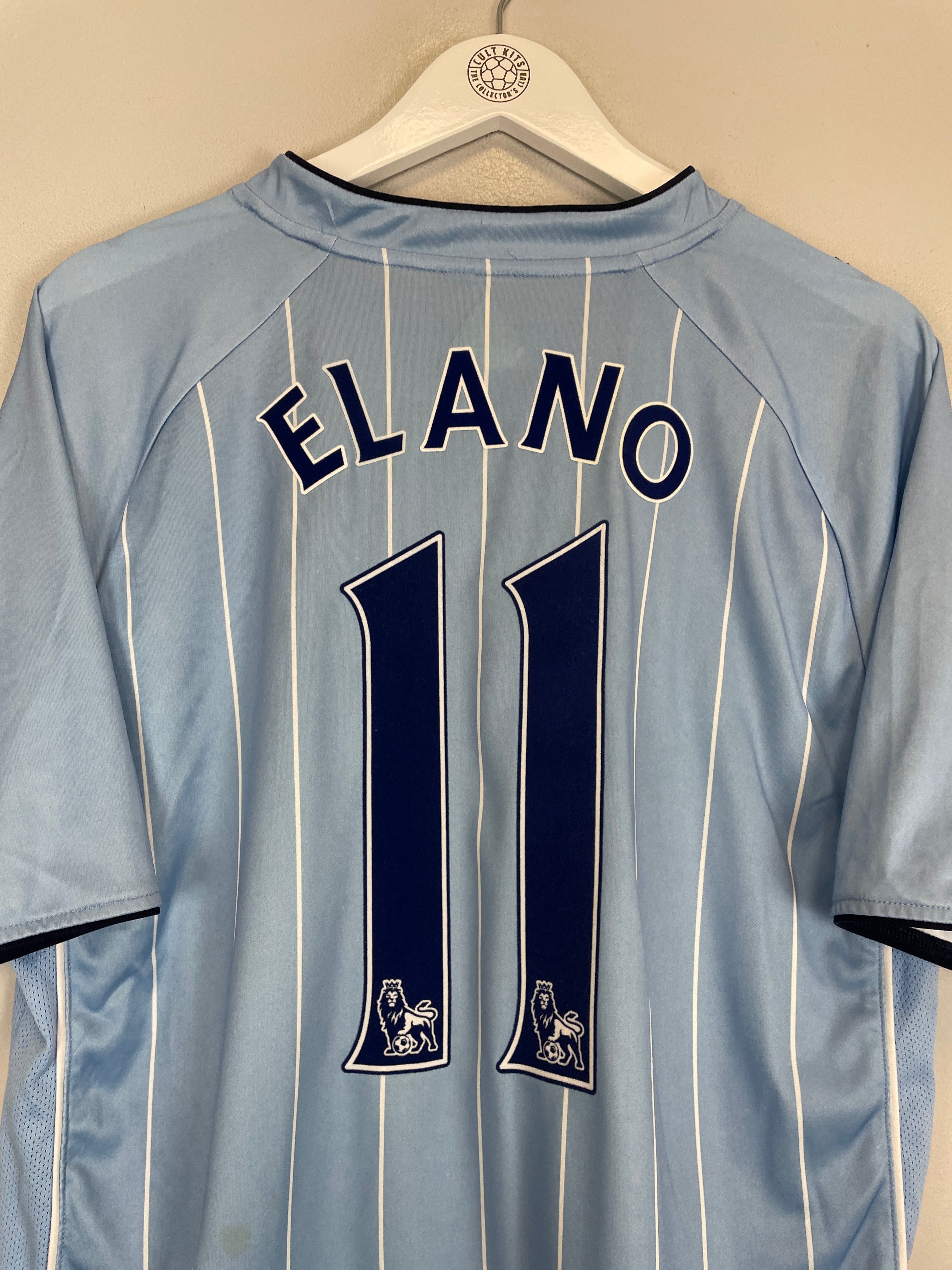 Shop 2007/08 MANCHESTER CITY ELANO #11 HOME SHIRT (XL) LE COQ, classic football shirts, vintage football shirts & retro soccer jerseys at Cult Kits