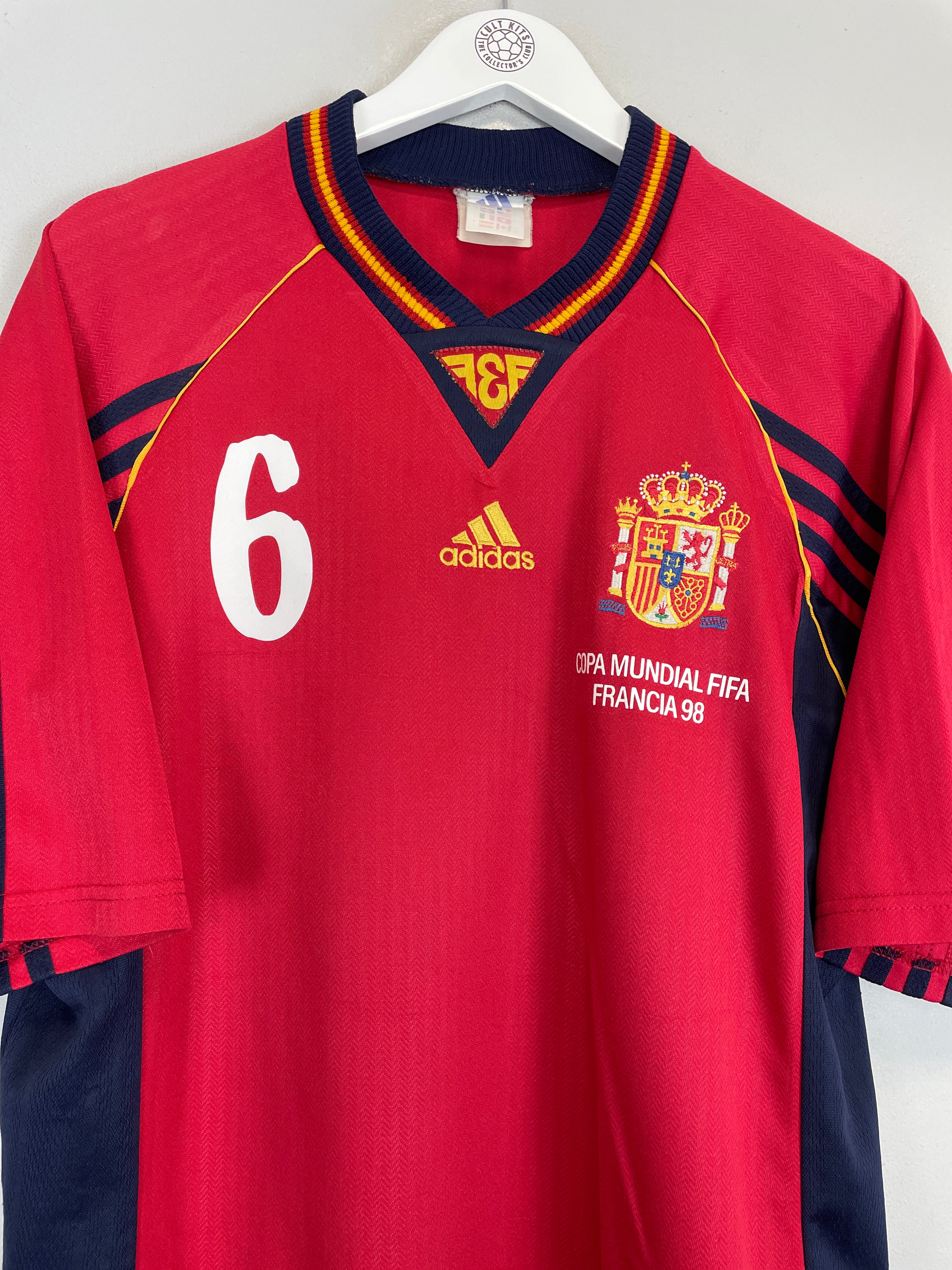 Shop 1998/00 SPAIN HIERRO #6 HOME SHIRT (L) ADIDAS, classic football shirts, vintage football shirts & retro soccer jerseys at Cult Kits