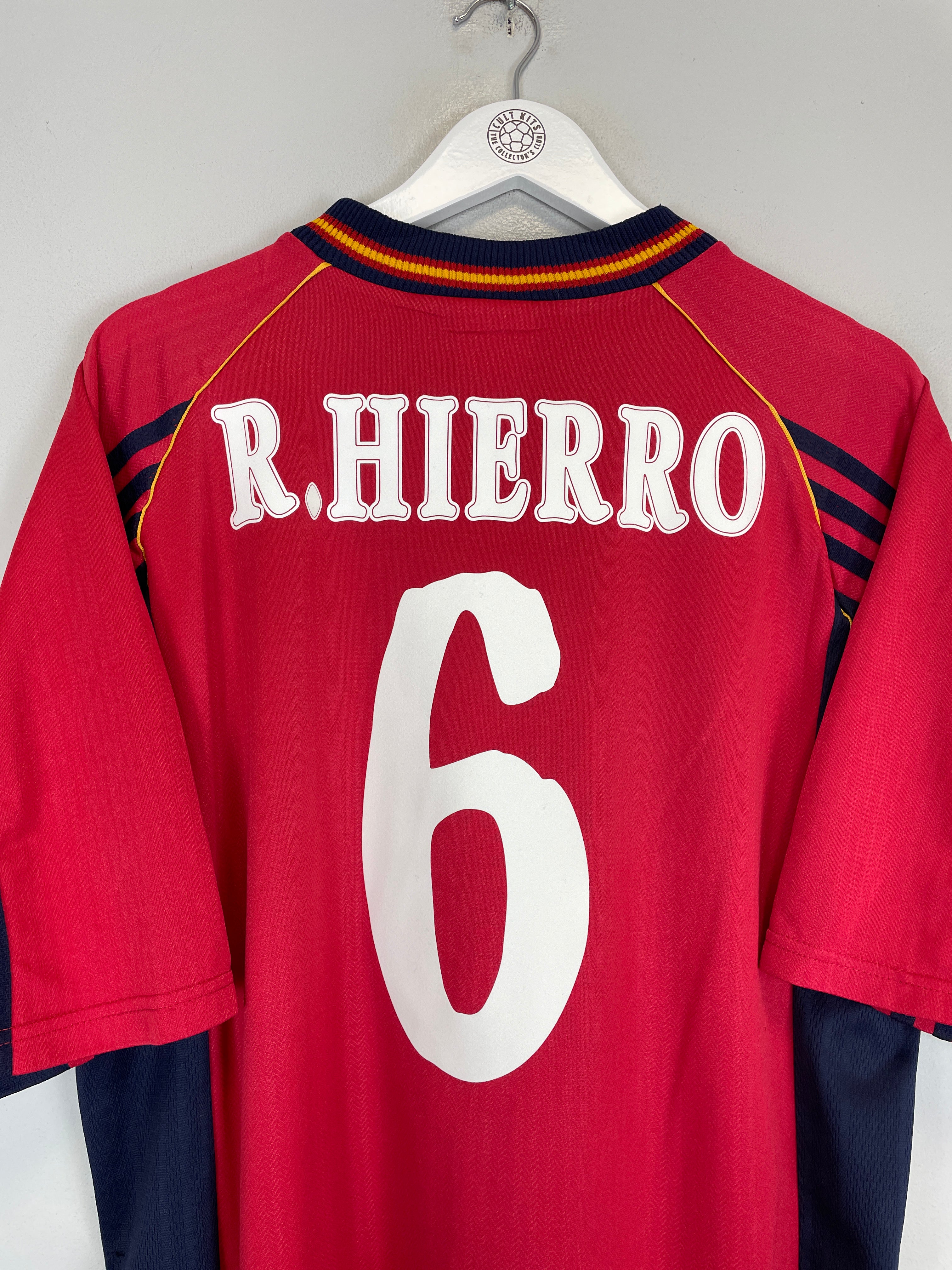 Shop 1998/00 SPAIN HIERRO #6 HOME SHIRT (L) ADIDAS, classic football shirts, vintage football shirts & retro soccer jerseys at Cult Kits