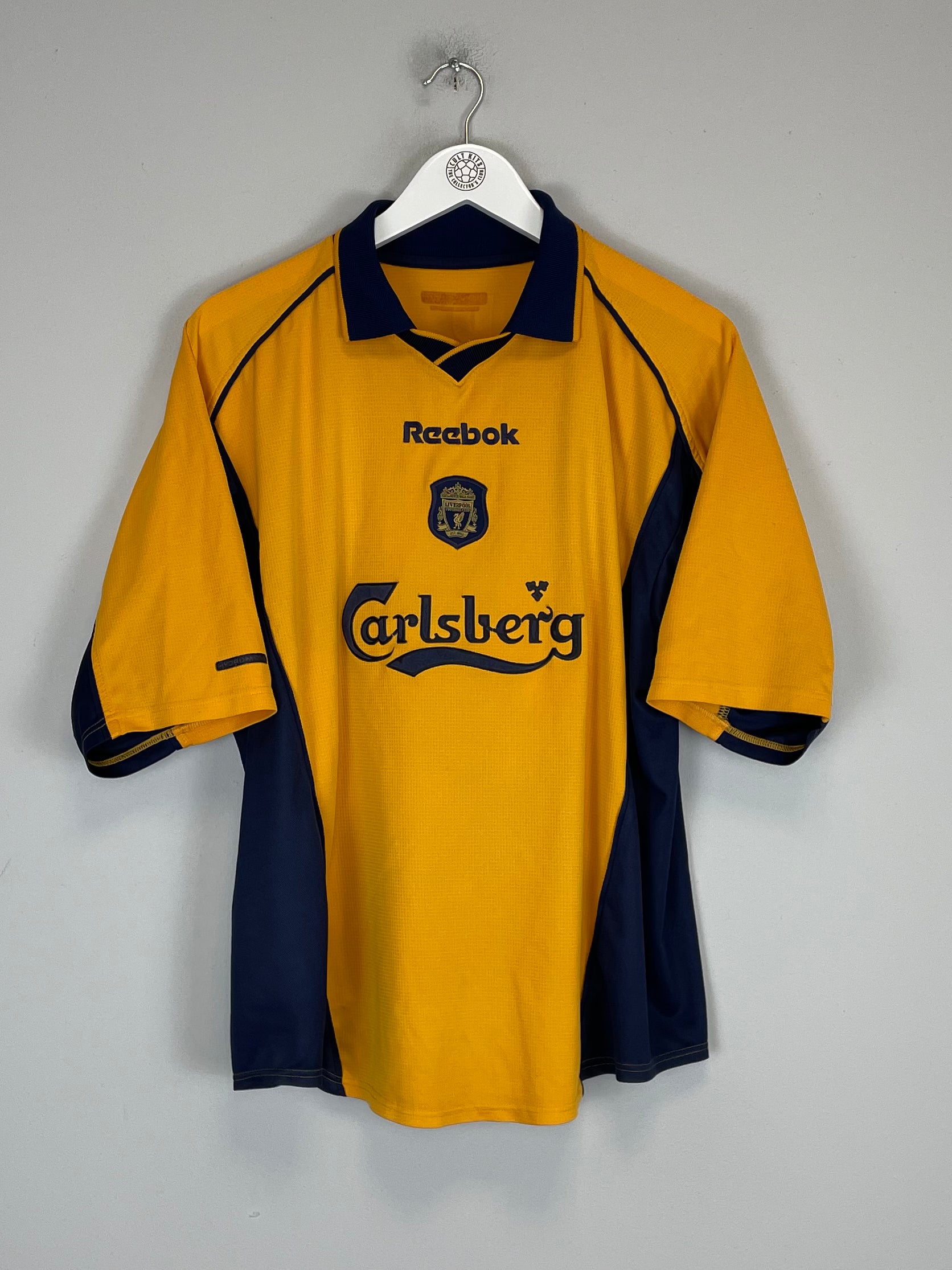 Shop 2000/02 LIVERPOOL GERRARD #17 AWAY SHIRT (M) REEBOK, classic football shirts, vintage football shirts & retro soccer jerseys at Cult Kits