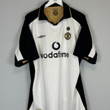 Shop 2001/02 MANCHESTER UNITED FORLAN #21 AWAY/THIRD *CENTENARY* SHIRT (XL) UMBRO, classic football shirts, vintage football shirts & retro soccer jerseys at Cult Kits