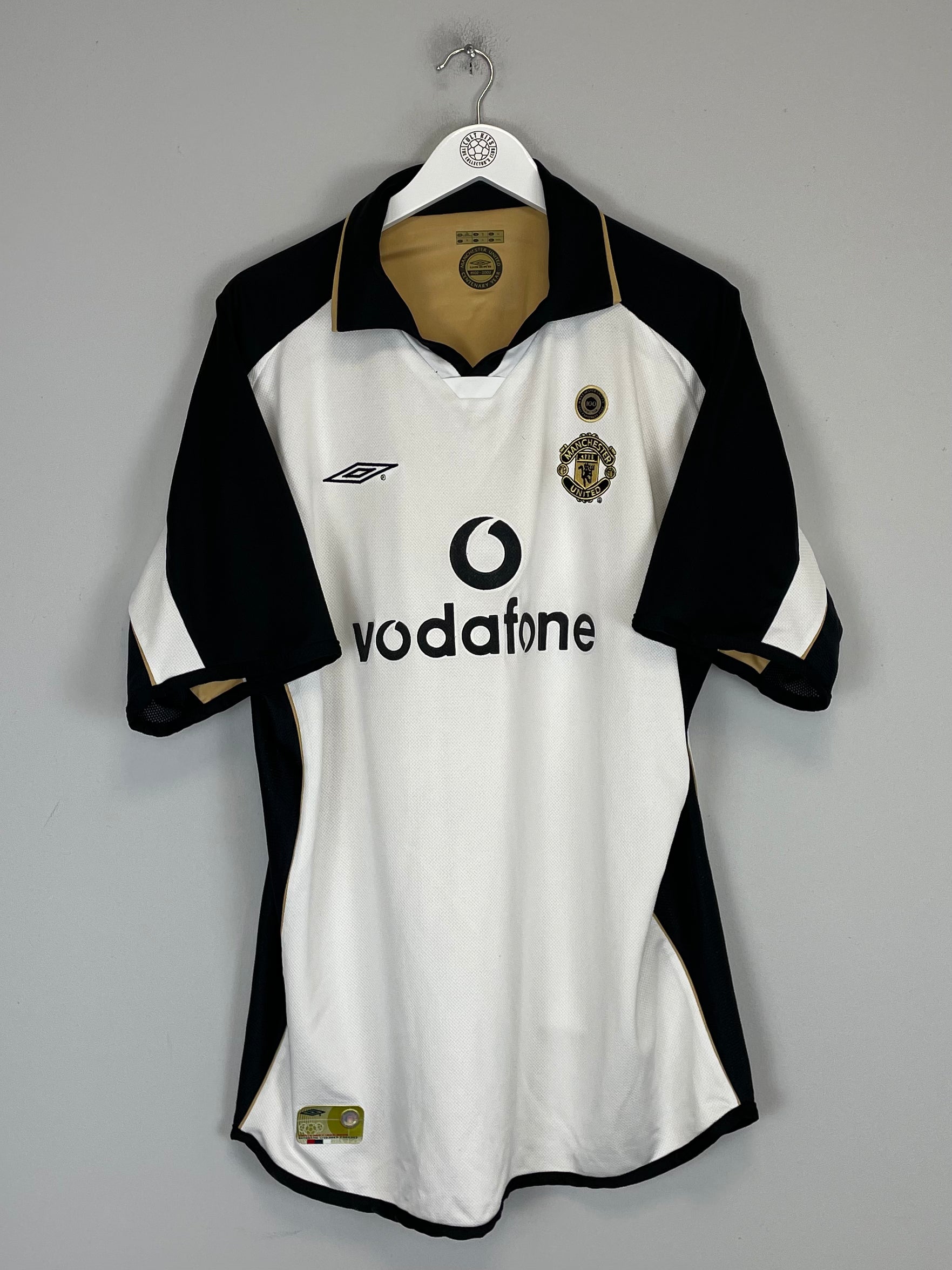 Shop 2001/02 MANCHESTER UNITED FORLAN #21 AWAY/THIRD *CENTENARY* SHIRT (XL) UMBRO, classic football shirts, vintage football shirts & retro soccer jerseys at Cult Kits