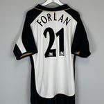 Shop 2001/02 MANCHESTER UNITED FORLAN #21 AWAY/THIRD *CENTENARY* SHIRT (XL) UMBRO, classic football shirts, vintage football shirts & retro soccer jerseys at Cult Kits