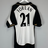 Shop 2001/02 MANCHESTER UNITED FORLAN #21 AWAY/THIRD *CENTENARY* SHIRT (XL) UMBRO, classic football shirts, vintage football shirts & retro soccer jerseys at Cult Kits
