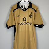 Shop 2001/02 MANCHESTER UNITED FORLAN #21 AWAY/THIRD *CENTENARY* SHIRT (XL) UMBRO, classic football shirts, vintage football shirts & retro soccer jerseys at Cult Kits