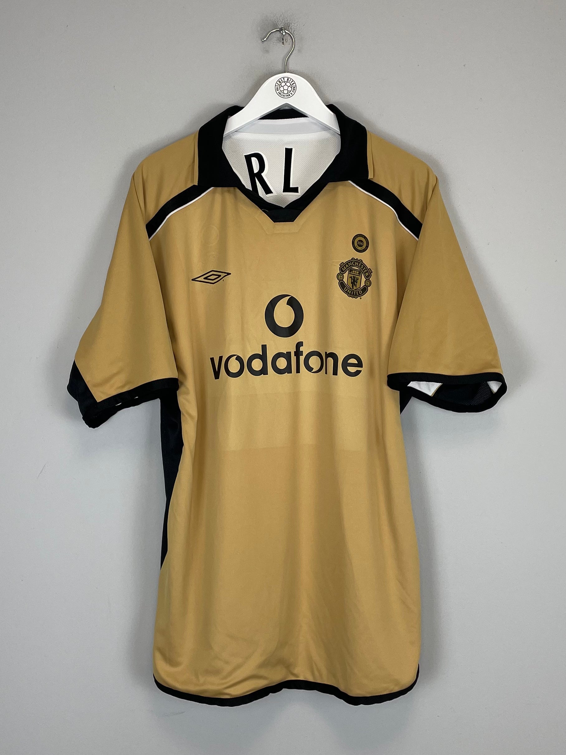 Shop 2001/02 MANCHESTER UNITED FORLAN #21 AWAY/THIRD *CENTENARY* SHIRT (XL) UMBRO, classic football shirts, vintage football shirts & retro soccer jerseys at Cult Kits